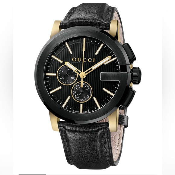 GUCCI Unisex Swiss G-Chrono XL
Black Leather Strap Watch
44mm YA101203 - Picture 1 of 5